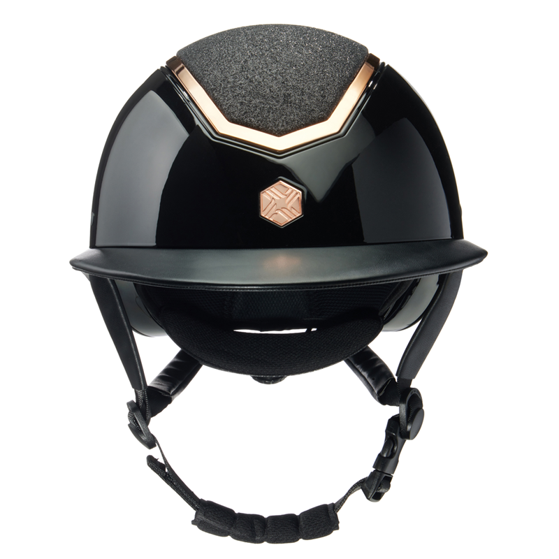 EQX by Charles Owen Kylo Sparkly Wide Peak Riding Hat - Black Gloss/Rose Gold-1